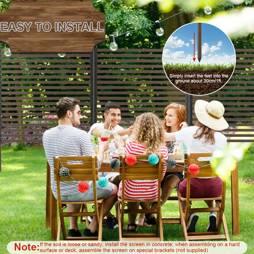 Outdoor Privacy Screen Fence For Balcony Patio Garden PE Steel