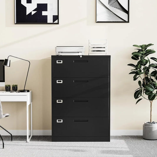 Lateral 4-Drawer Locking Filing Cabinet