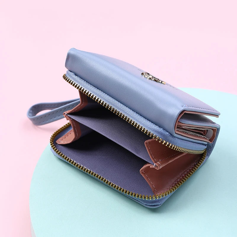 PU Leather Card Holder Wallet For Women With Coin Pocket