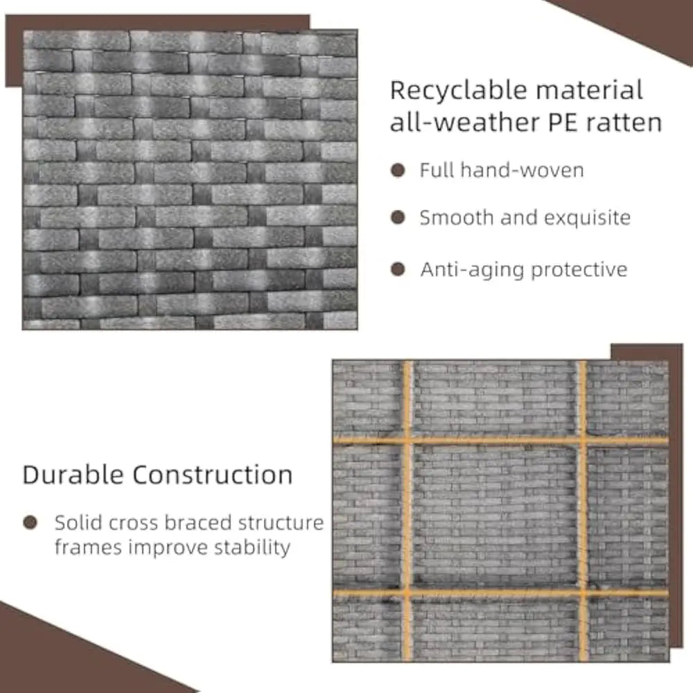 Folded Rattan Patio Set 4 Piece Outdoor Furniture Cushions