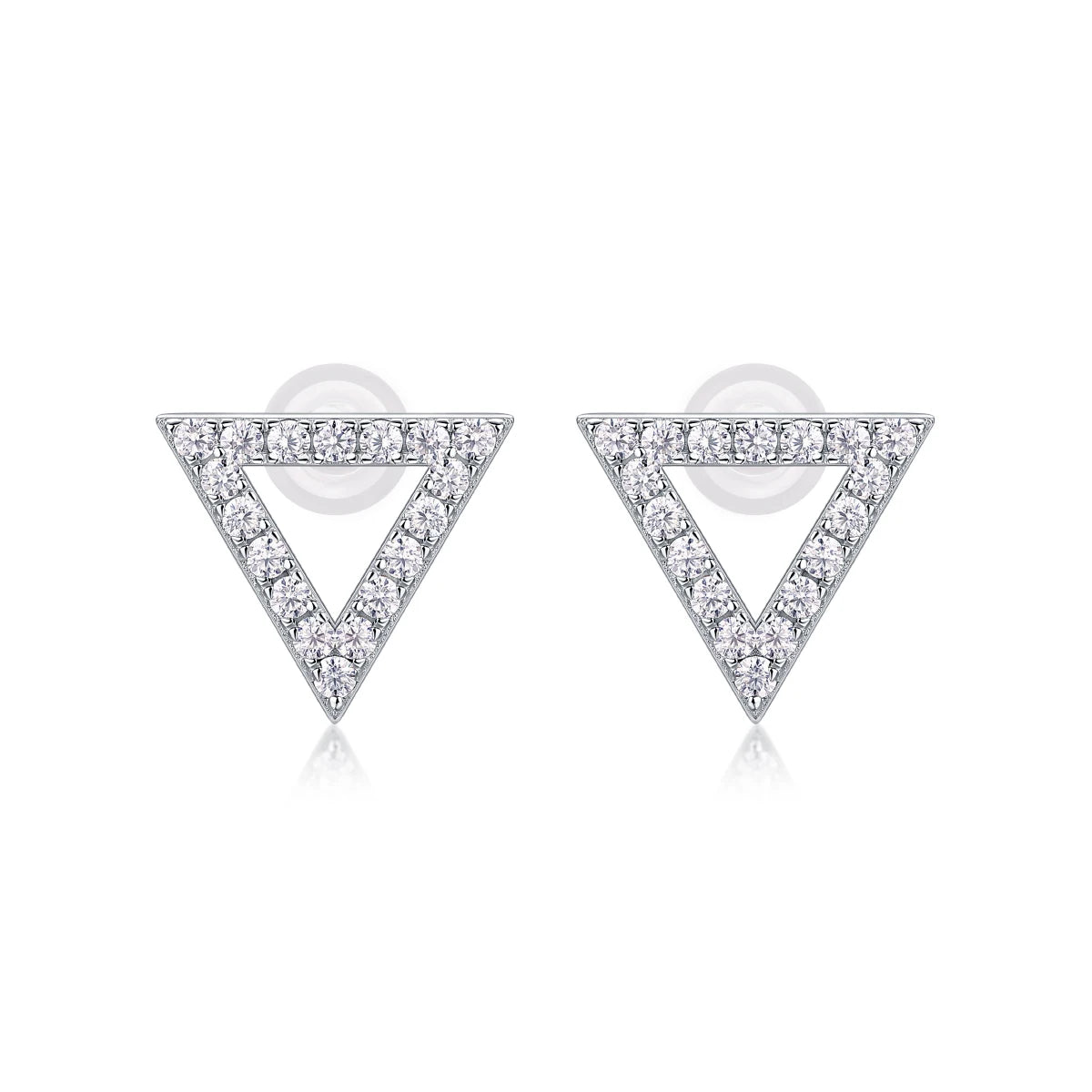 JIUZUAN Moissanite Triangle Stud Earrings 18K Gold Plated 925 Silver