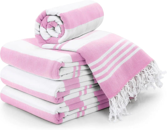 Turkish Beach Towel Set 4 Pack 100 Percent Cotton Travel