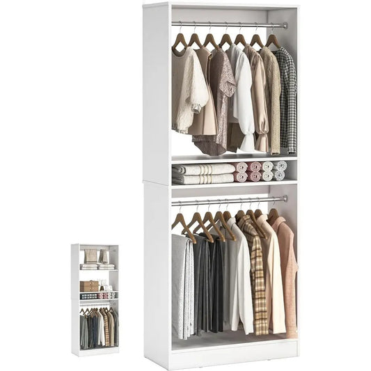 Adjustable Clothing Organizer With Garment Rack For Walk In Closet