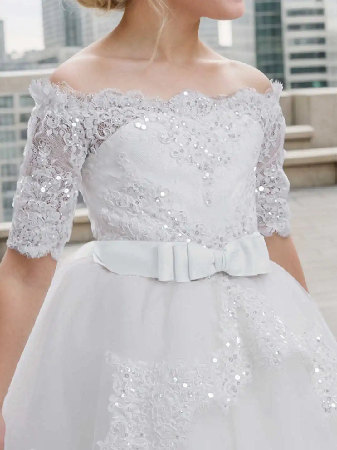 Elegant Flower Girl Dress With Lace Inset