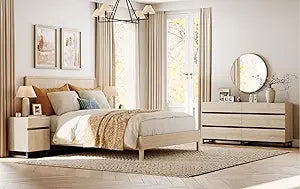 MKDK Dresser And Nightstand Set 3 Piece Bedroom Storage Solution