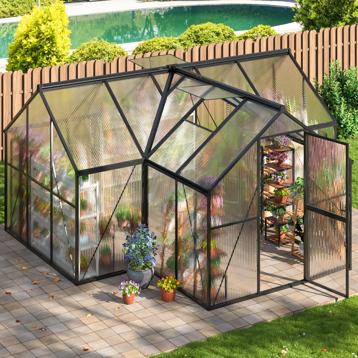 VIWAT T Shape Polycarbonate Greenhouse With Aluminum Frame