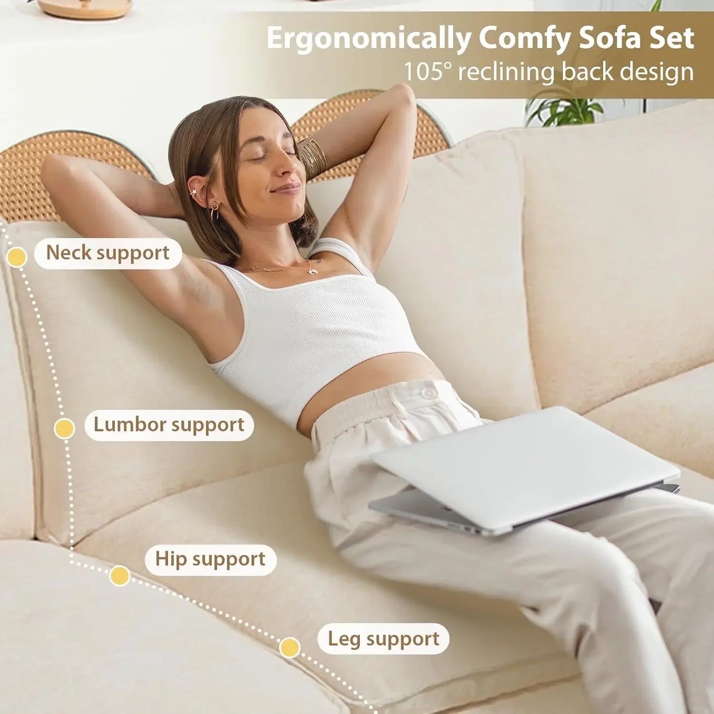 Modular Cloud Sectional Sofa L Shaped Convertible Couch For Living Room