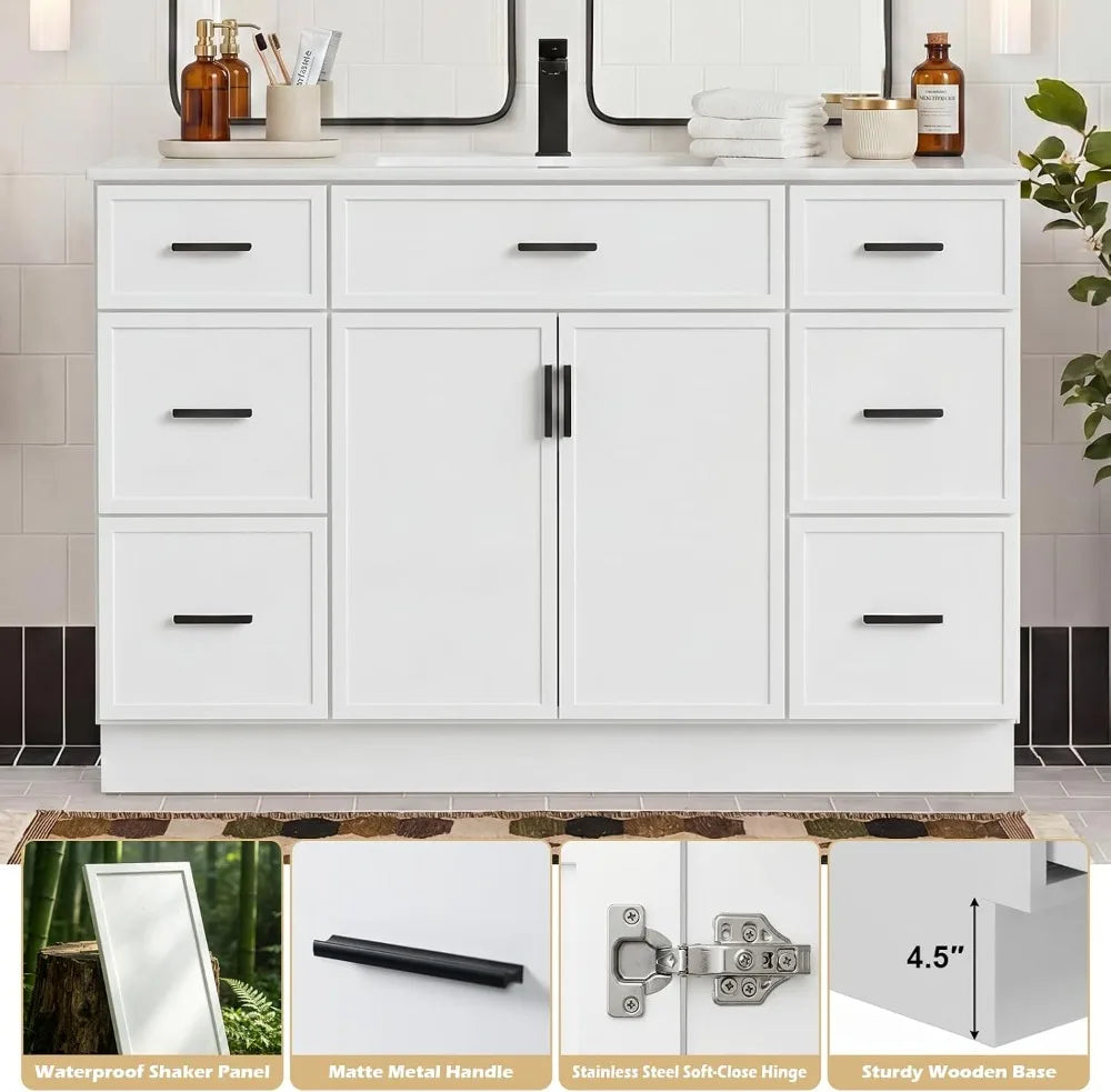 Farmhouse Bathroom Vanity With Sink 2 Doors And 6 Drawers