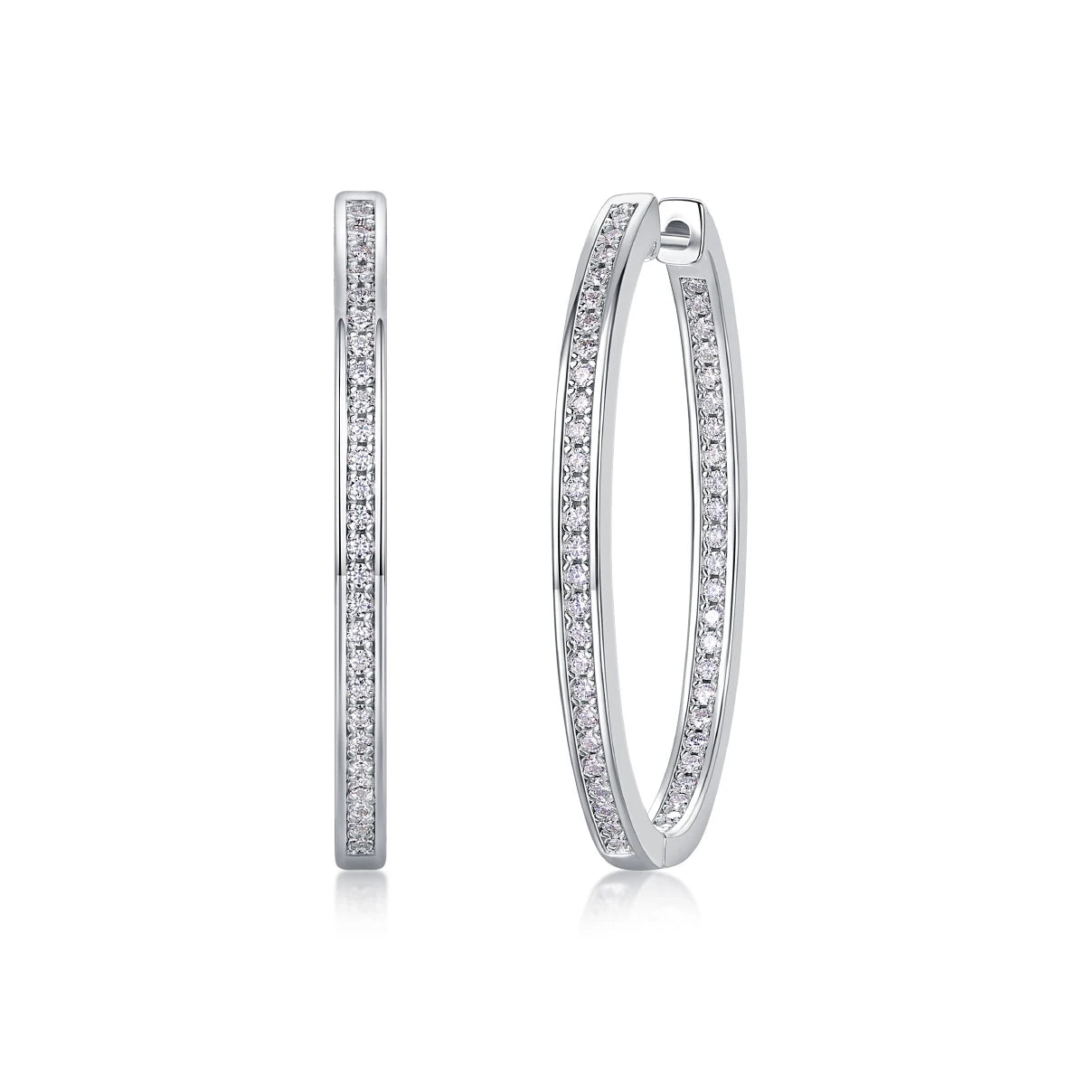 JIUZUAN Moissanite Hoop Earrings 925 Sterling Silver Gold Plated