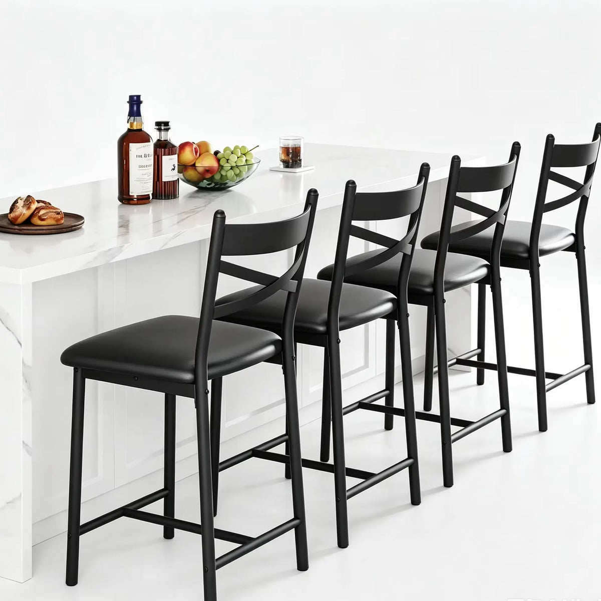 Modern Counter Height Bar Stools With Thick Cushioned Seats