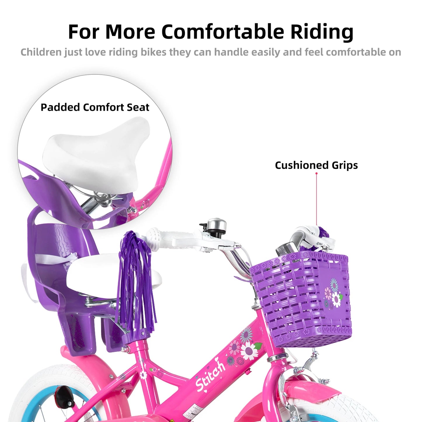Joystar Kids Bike for Girls and Boys With Doll Bike Seat and Streamers