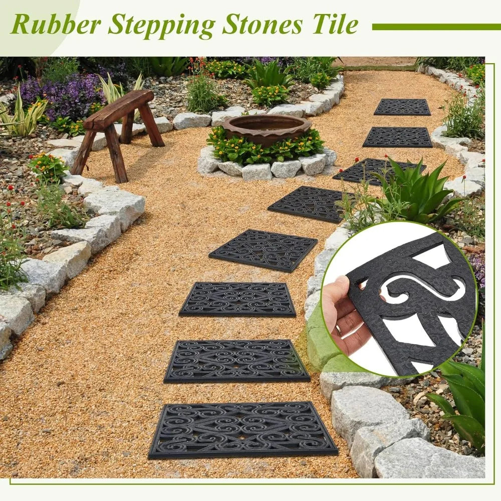 Pangda 8 Piece Rubber Stepping Stone Tiles For Outdoor Pathways
