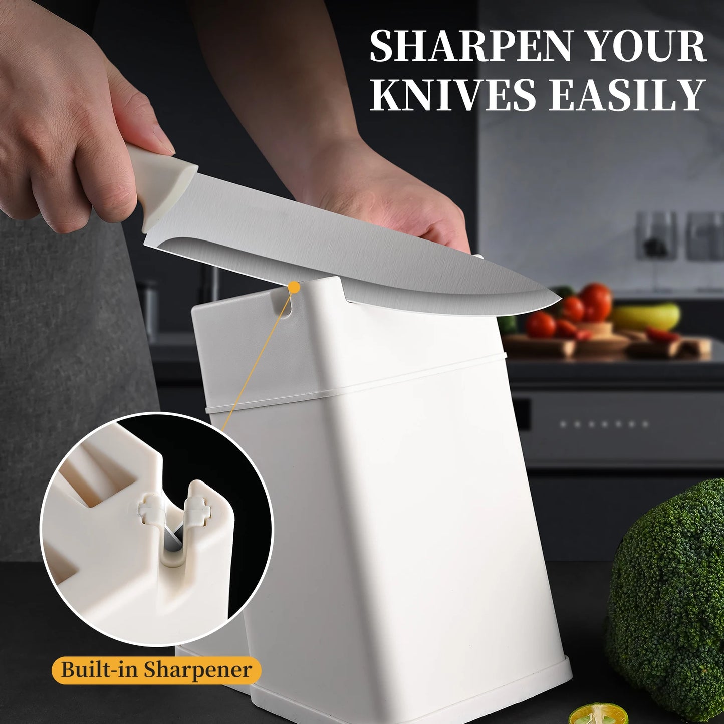 Mothe Knife Set With Built In Sharpener And Cutting Board German Stainless Steel