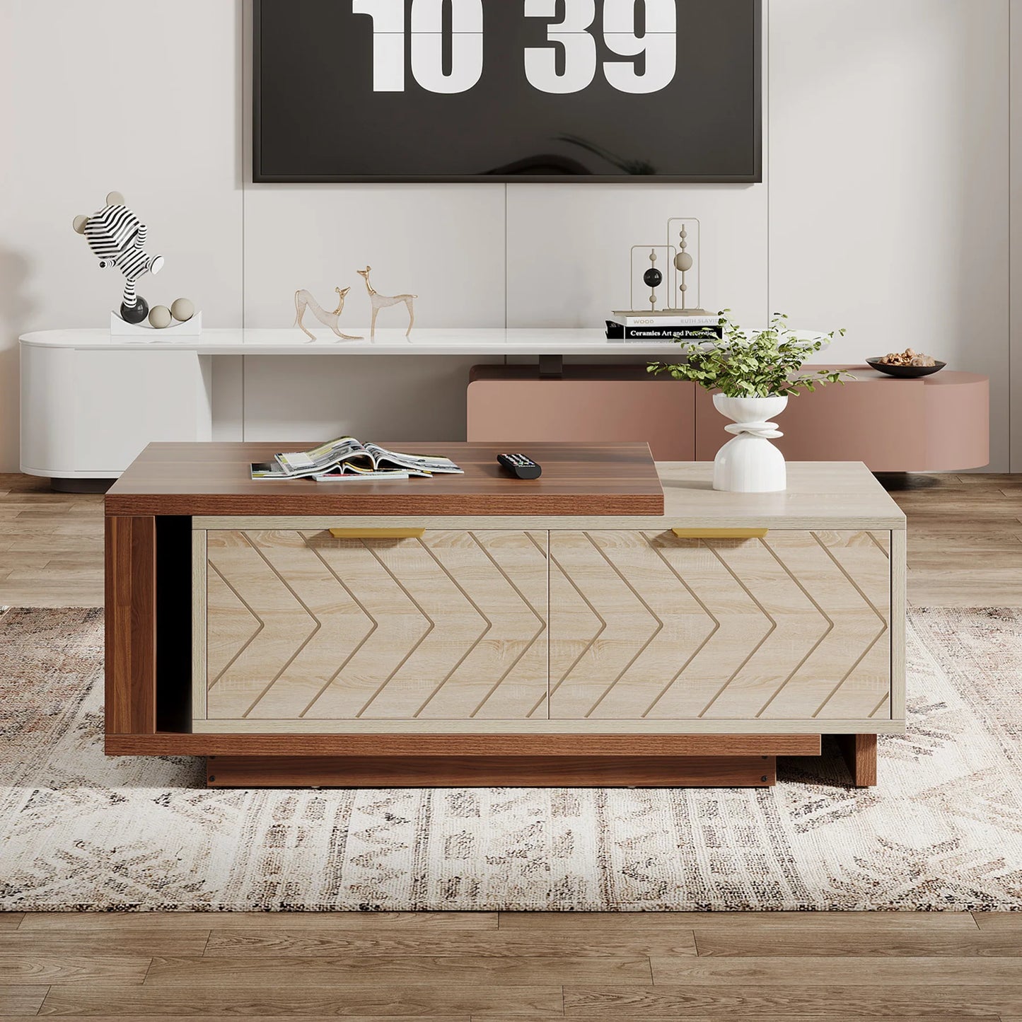 Tribesigns Extendable Coffee Table With Storage Drawers