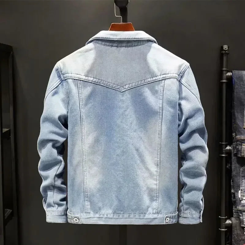 Denim Jacket Fleece-Lined for Men, Loose Fit Warm Casual Workwear