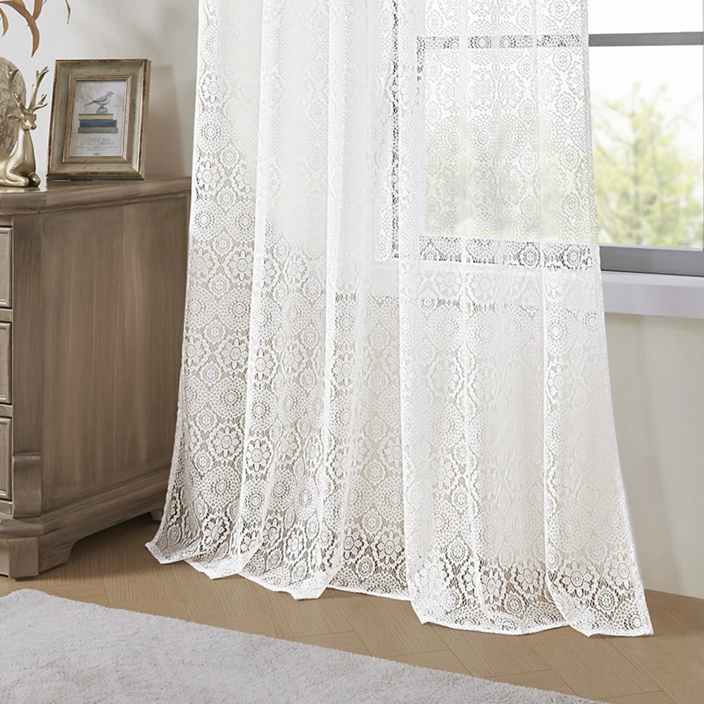 Jiangsu Tulle Circle Pattern Sheer Voile Curtains 2-Pack