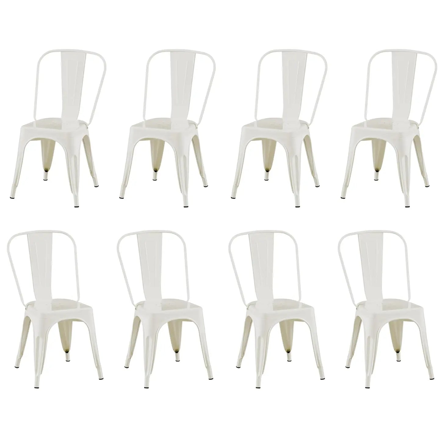 Industrial Metal Dining Chairs Set Of 8 Stackable High Back
