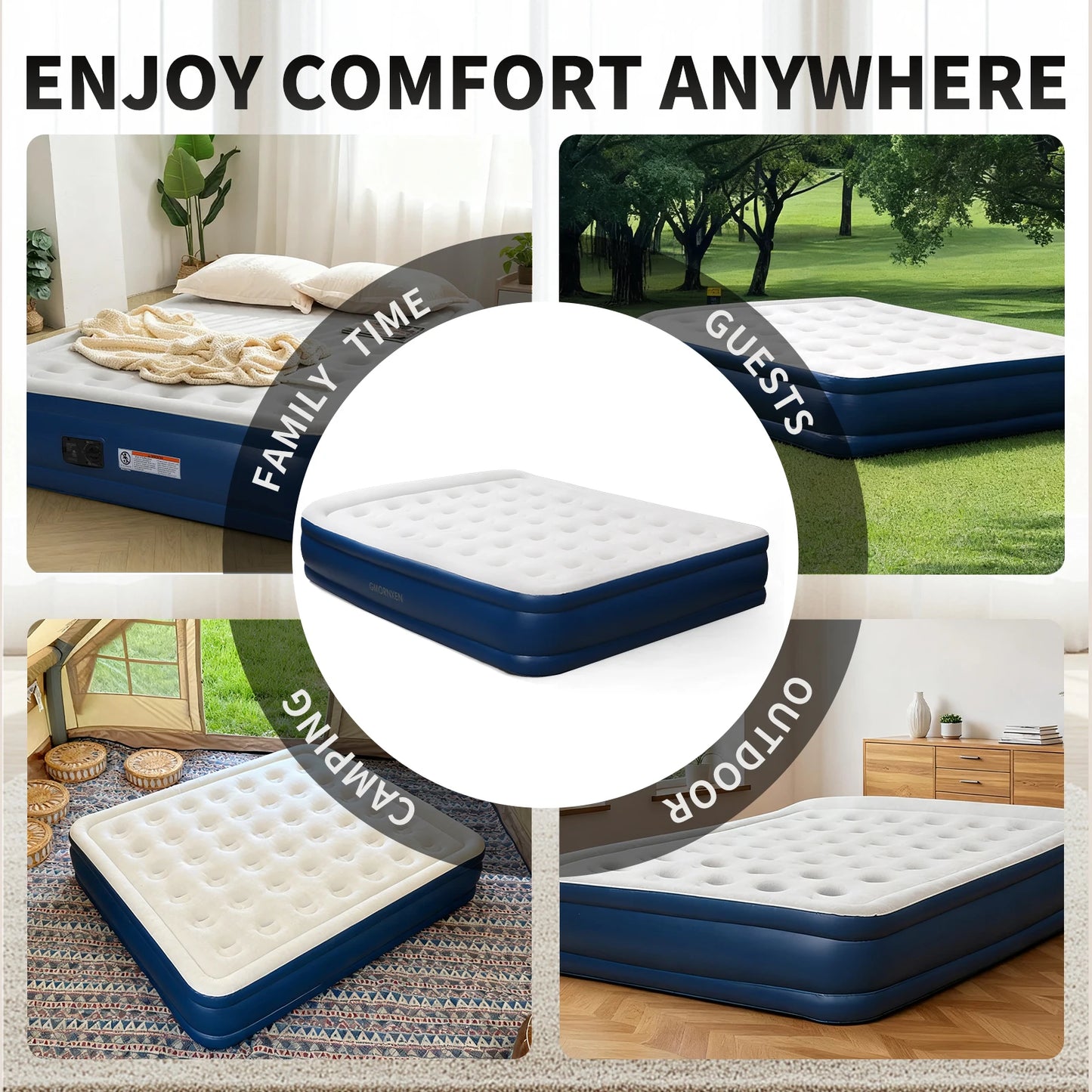 By Inflating Queen Air Mattress With Built In Pump For Camping
