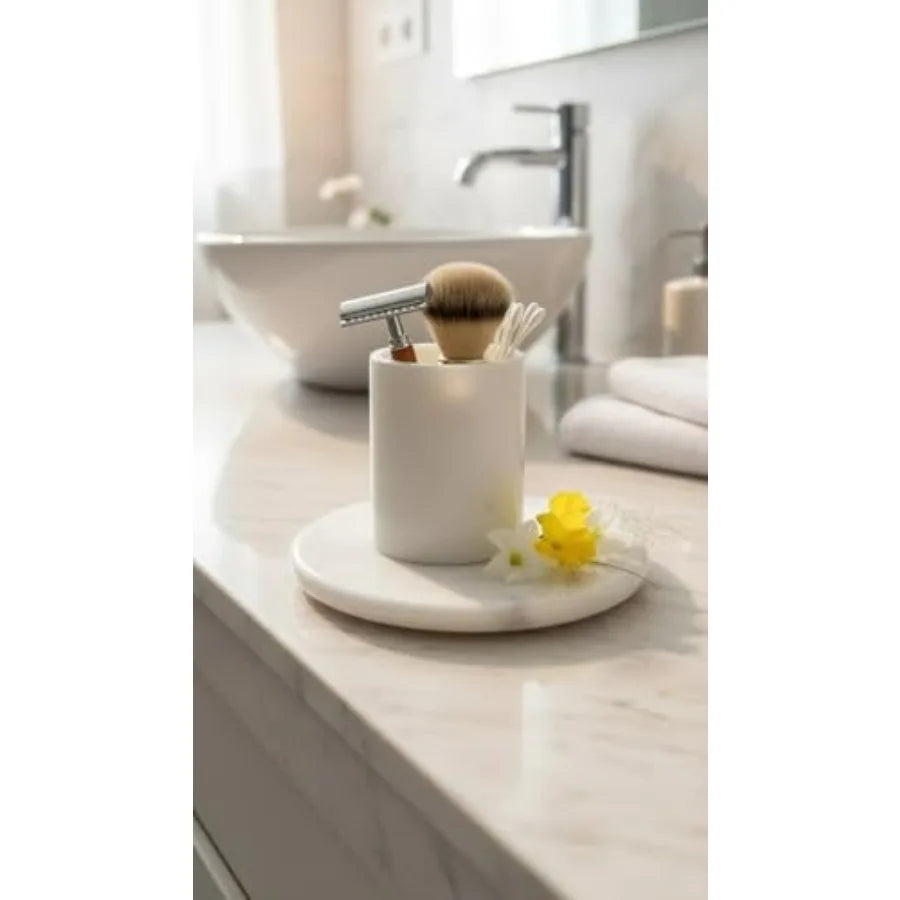 Elegant Marble Ceramic Bathroom Accessory Set With Dispenser