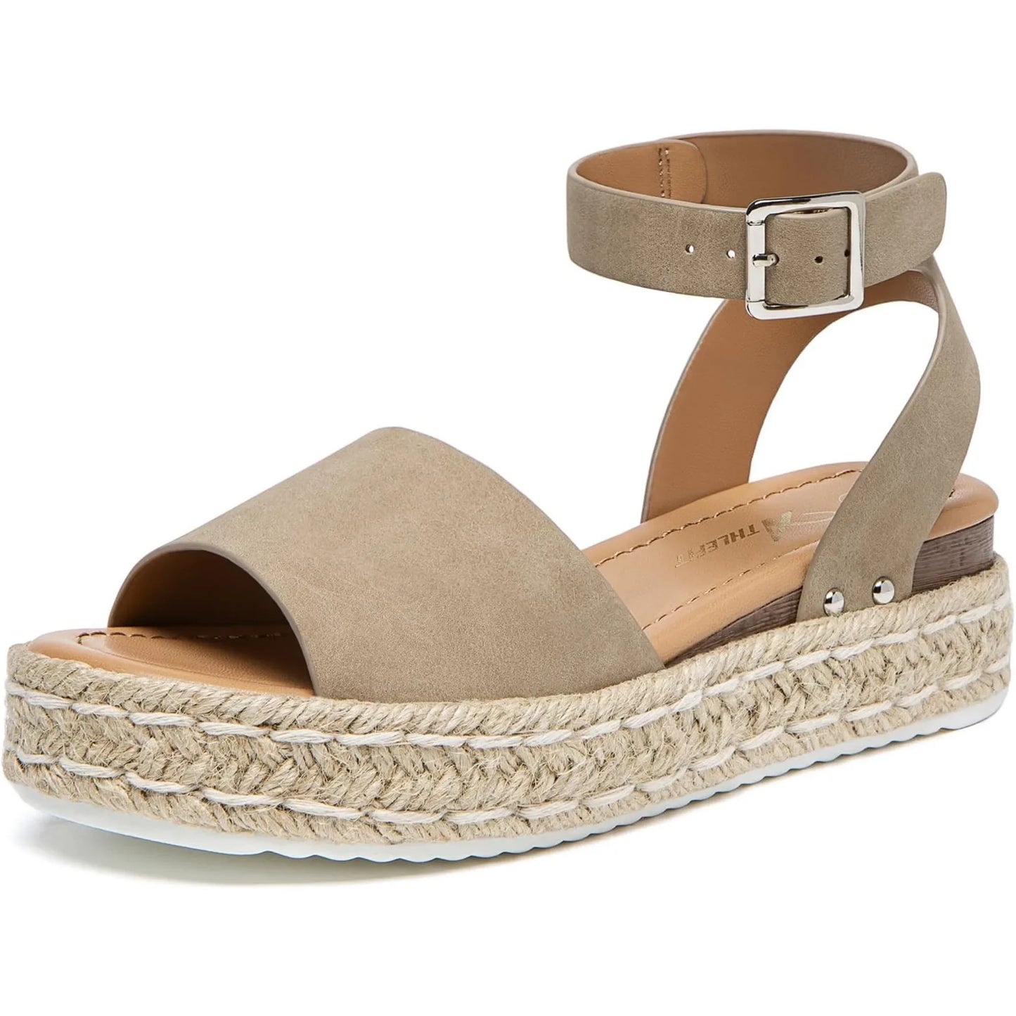 Athlefit Womens Platform Espadrille Wedge Sandals Open Toe Buckle
