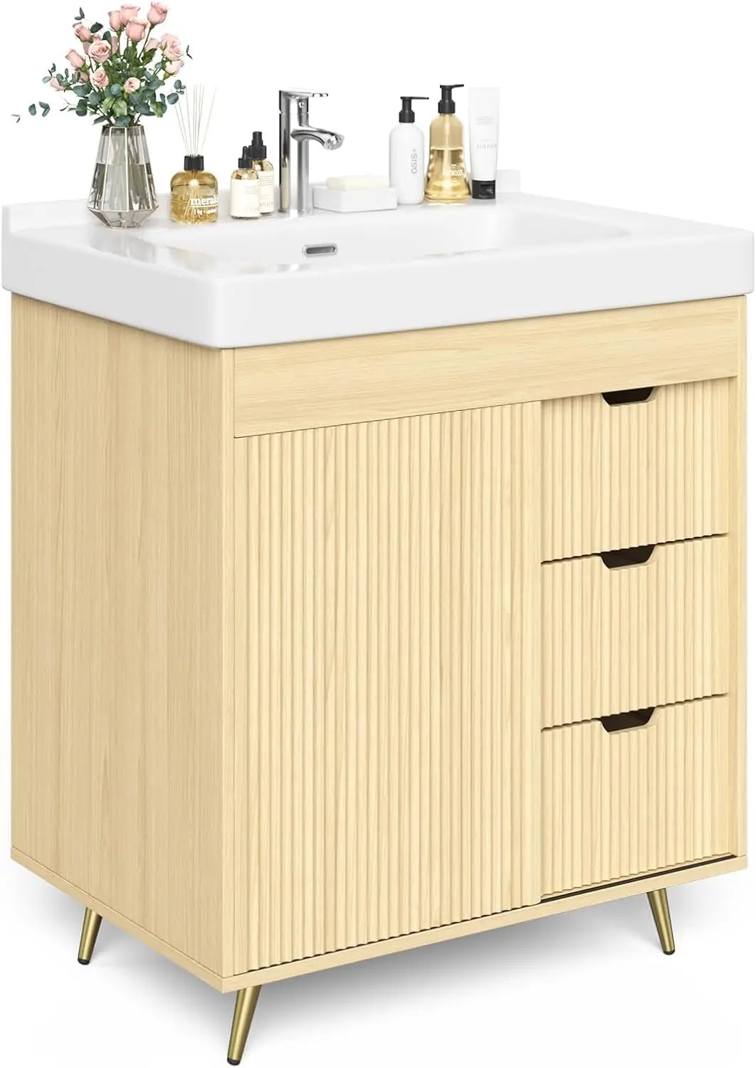 Modern Bathroom Vanity Cabinet With Sink And Mirror