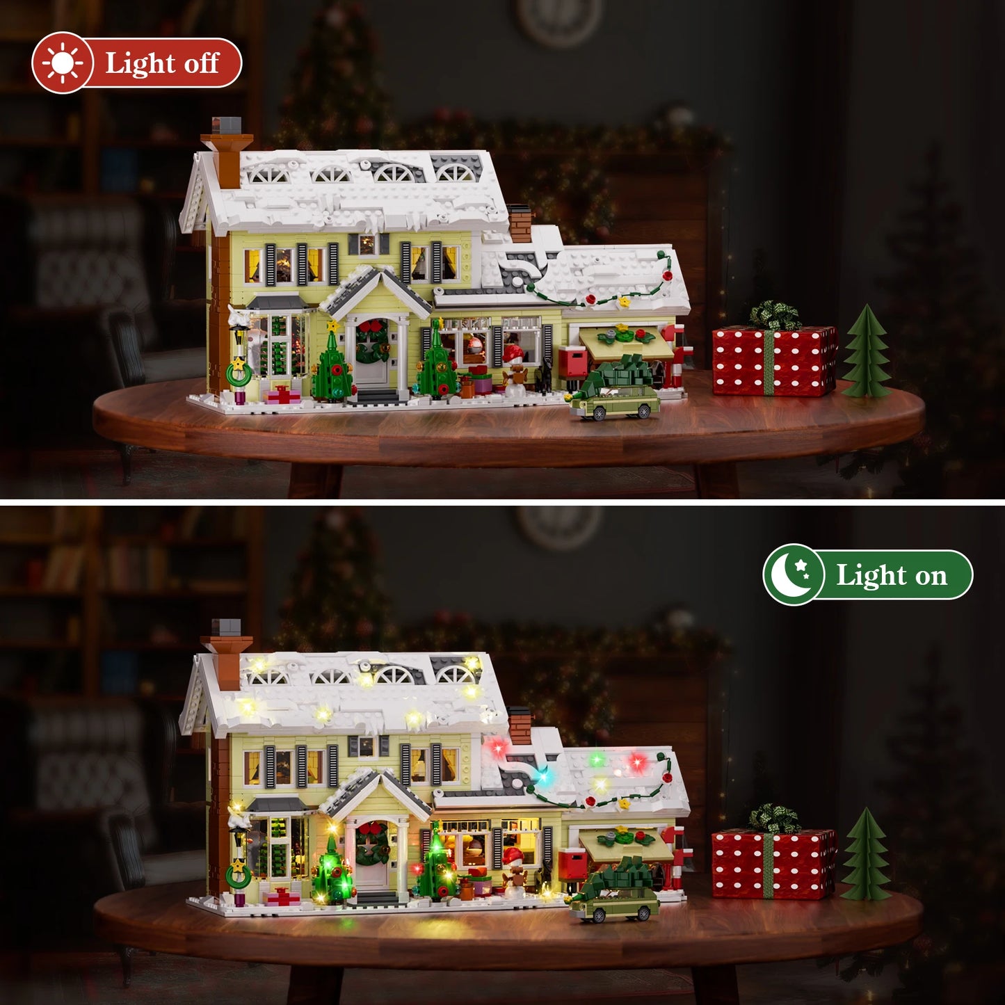 Christmas Snow Village Building Set With Clarks Car