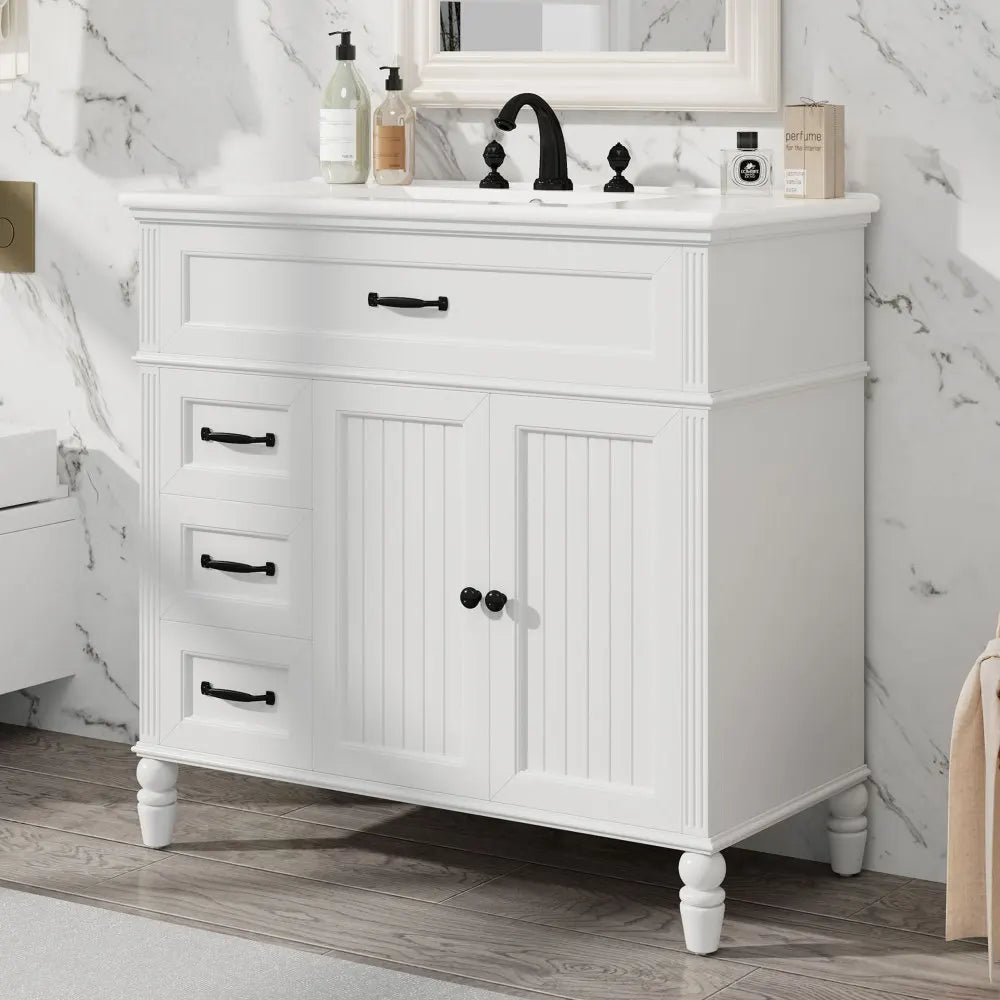 LWO Bathroom Vanity With Sink Cabinet Solid Frame MDF
