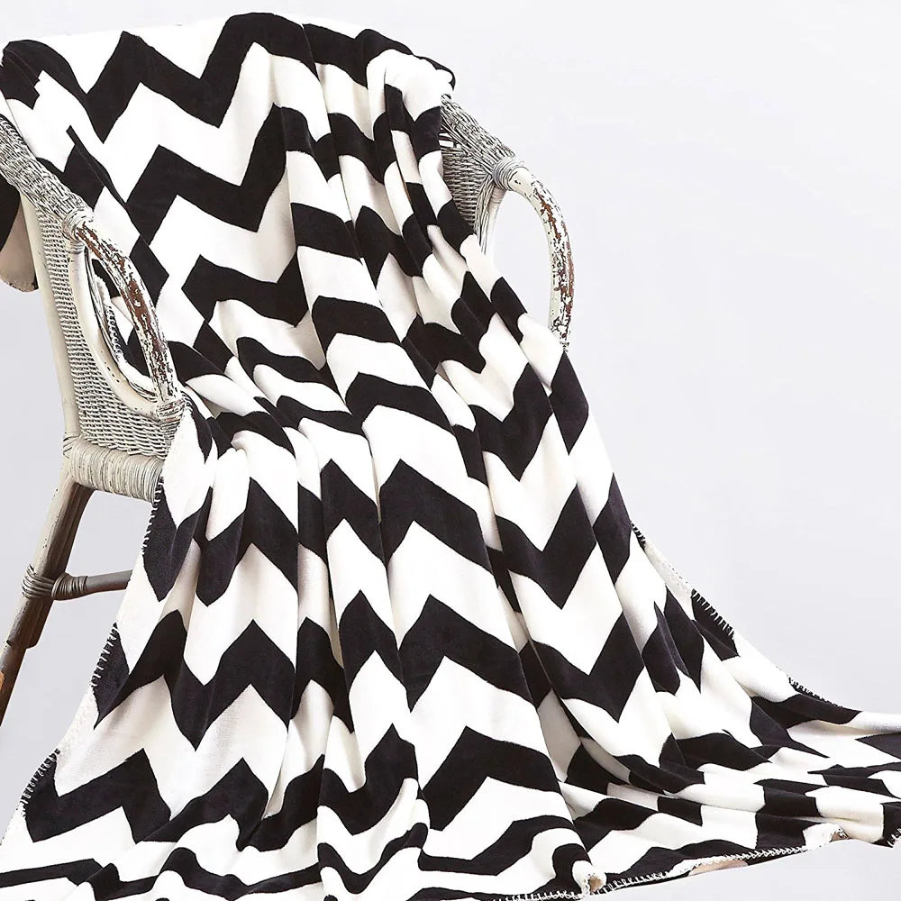 Ntbay Soft Flannel Throw Blanket Chevron Pattern Warm Lightweight