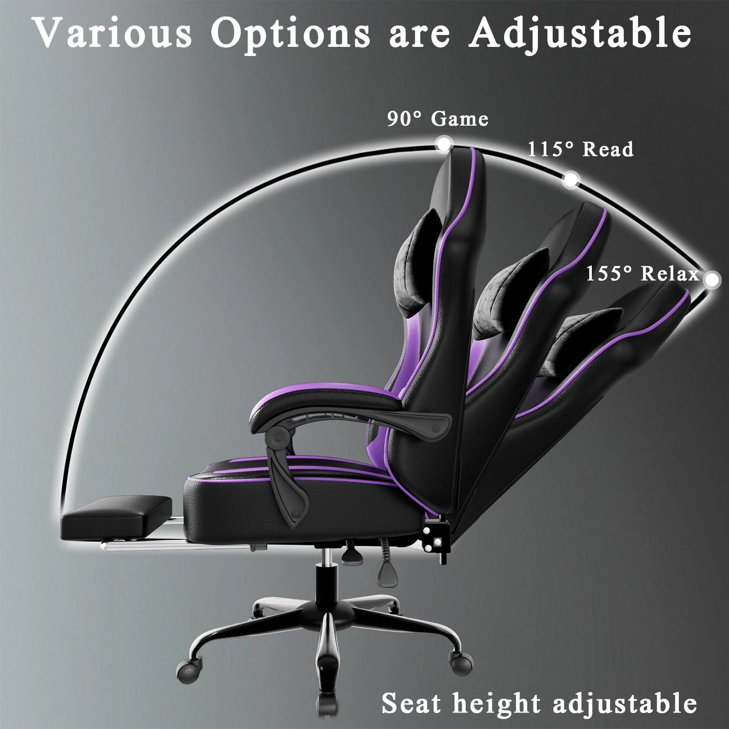 AnYu Furniture Gaming Chair With Pocket Spring Cushion And Footrest