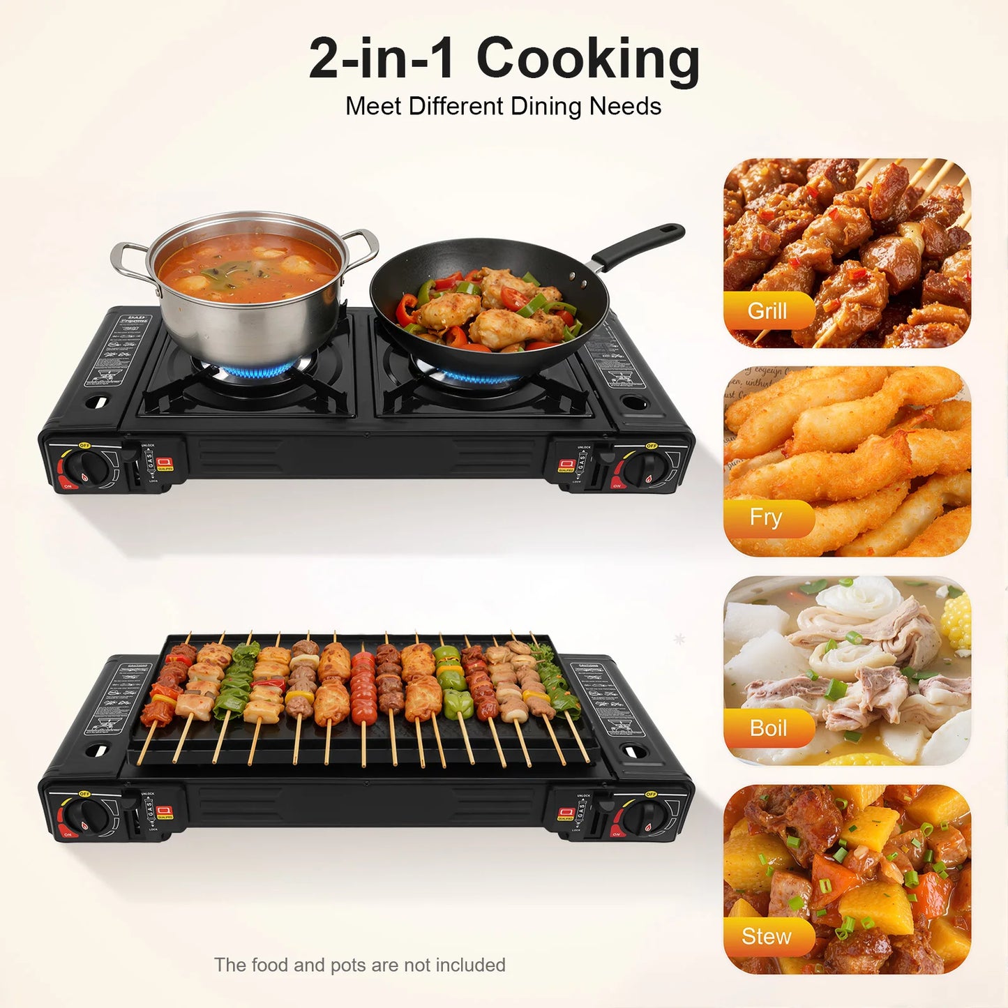 NONED 2500W Portable Camping Stove With Baking Tray And Case