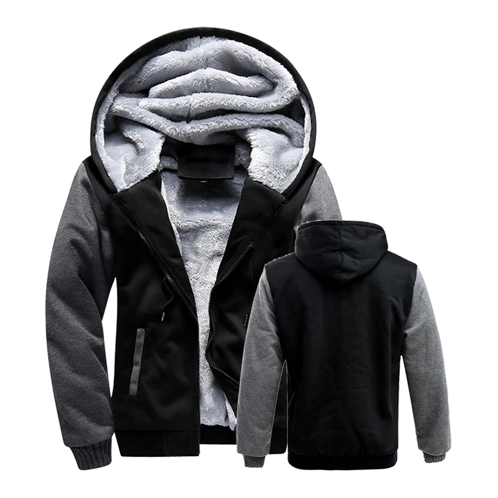 Realxizicn Men Winter Jacket Warm Fleece Hooded Coat Zipper