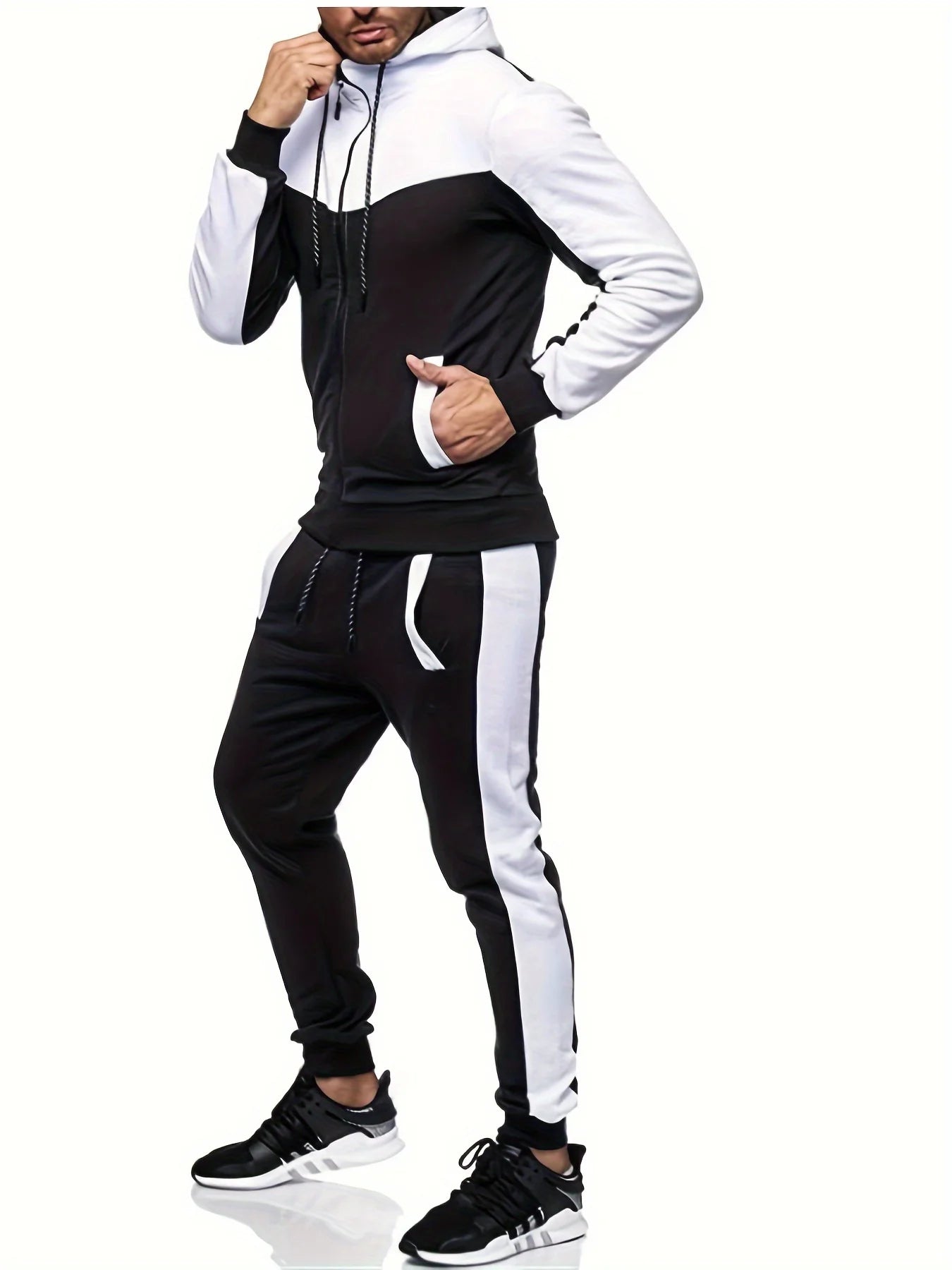 Autumn And Winter Men's Hooded Cardigan Set For Leisure Wear