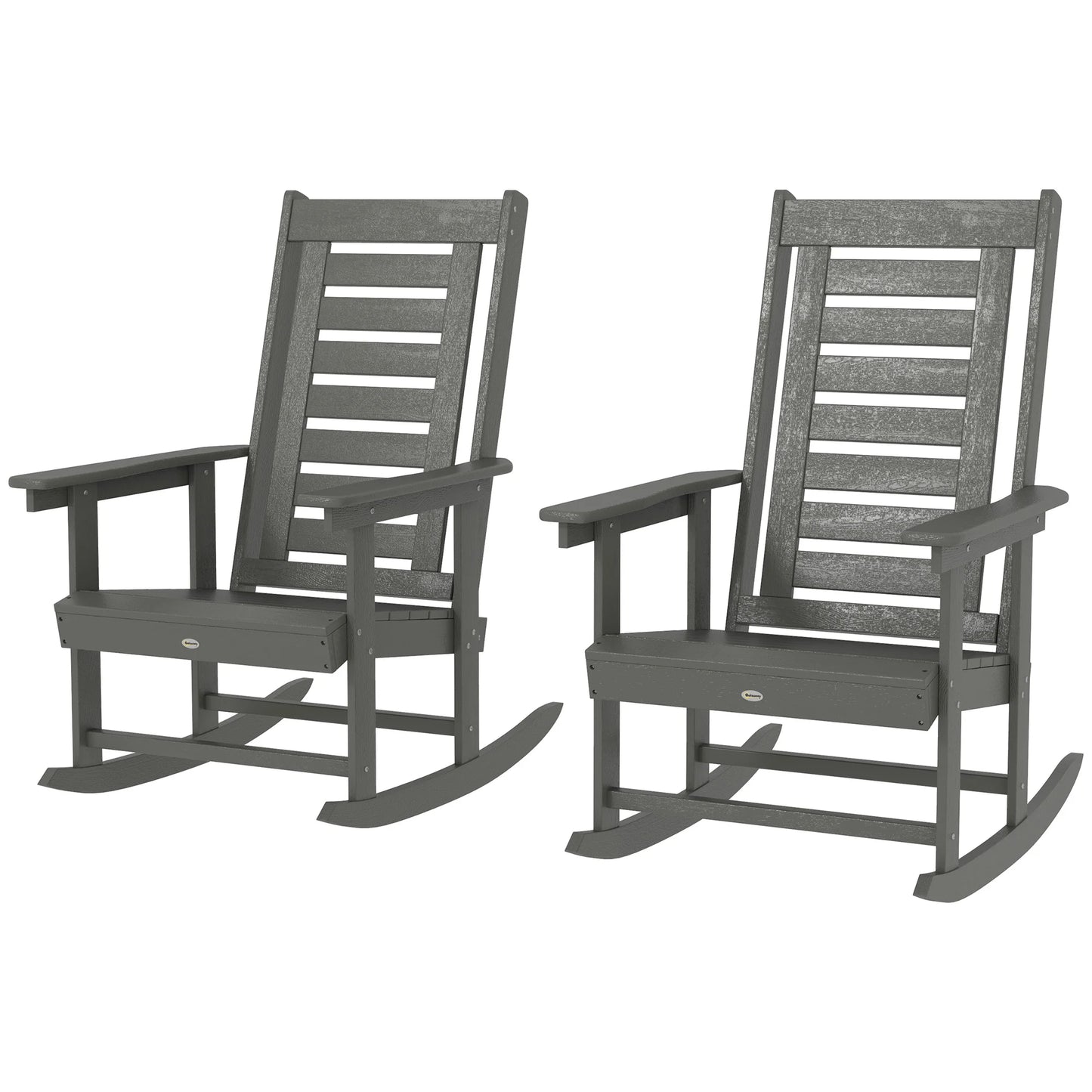 Outsunny Outdoor Patio Rocking Chairs Set With Metal High Back