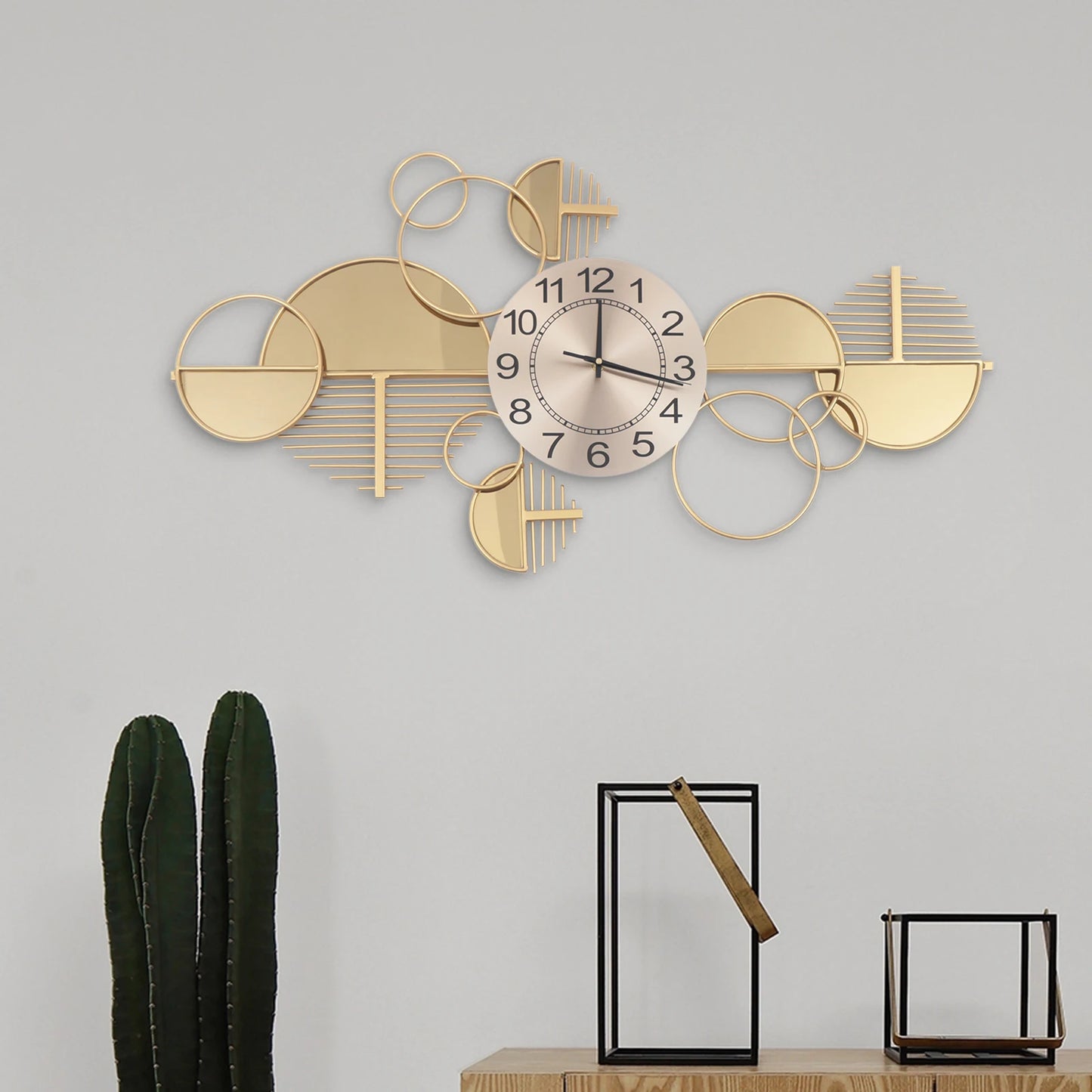 Modern Metal Wall Clock Silent Non Ticking Glass Decor For Home Office