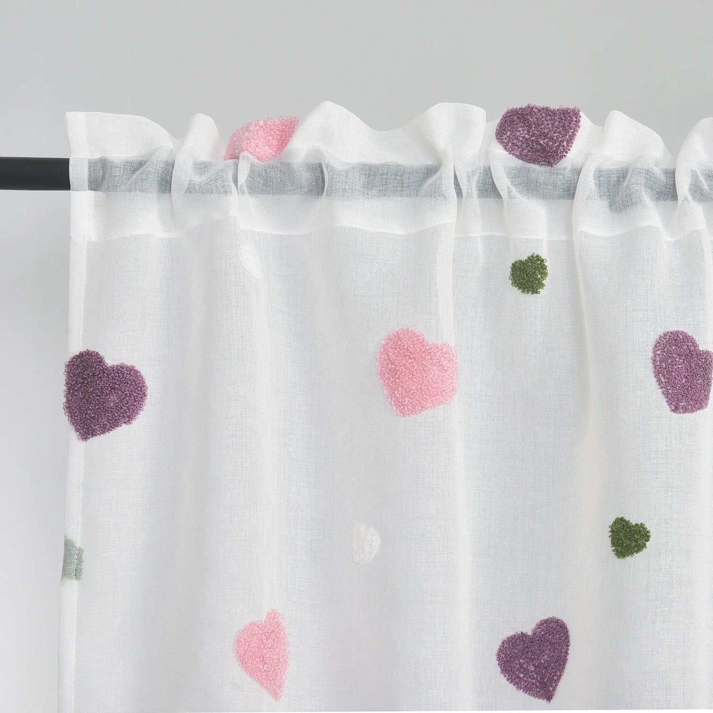 Jiangsu Craft of Weaving Heart Pattern Rod Pocket Curtains Set