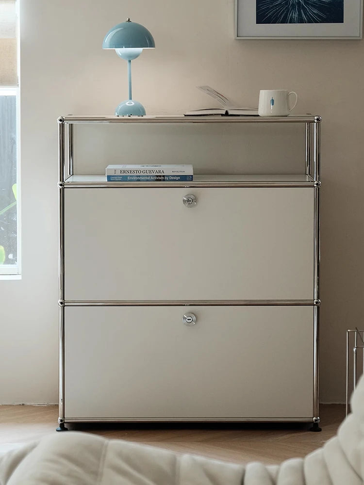 Bigcityfur Stainless Steel Storage Cabinet Modern Metal Sideboard