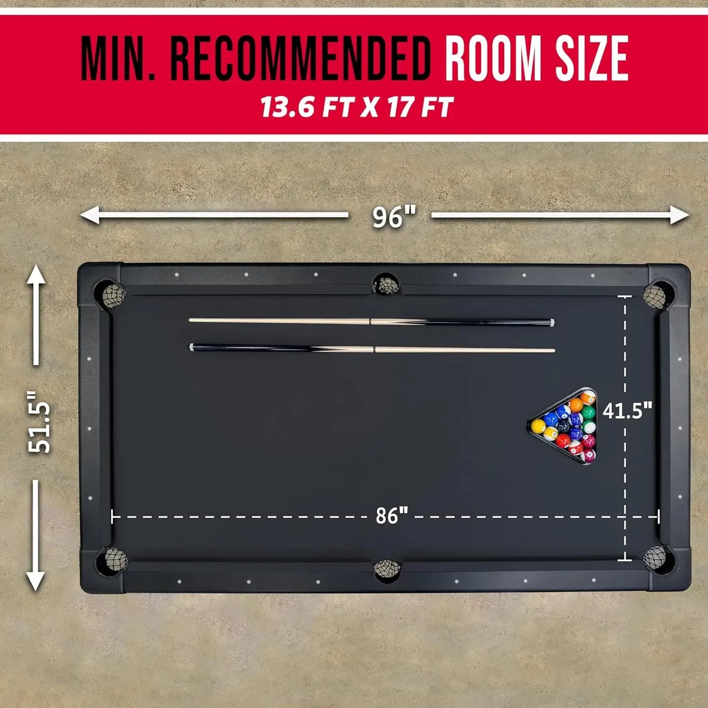 Portable Billiards Table With Full Ball Set And Cues