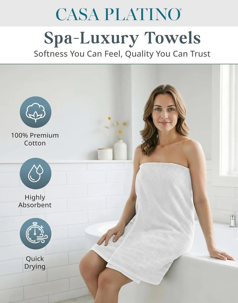 24-Piece Cotton Towel Set Soft And Absorbent Bath Towels