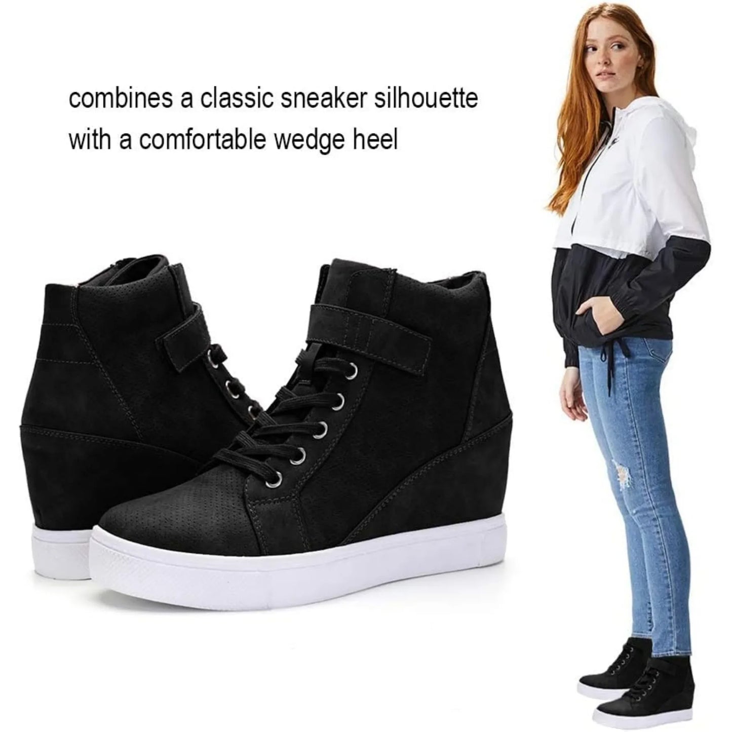 Women's Lace Up Wedge Sneakers High Top Ankle Boots