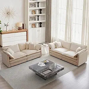 Luxury Chenille 2 Piece Sofa Set Modern Living Room Comfort