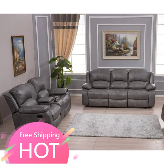 Leather Air Reclining Sofa Loveseat Set For Living Room Furniture