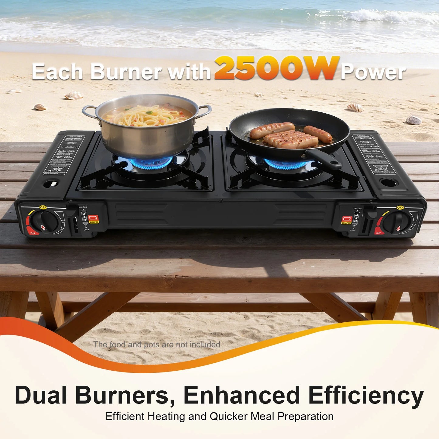 NONED 2500W Portable Camping Stove With Baking Tray And Case