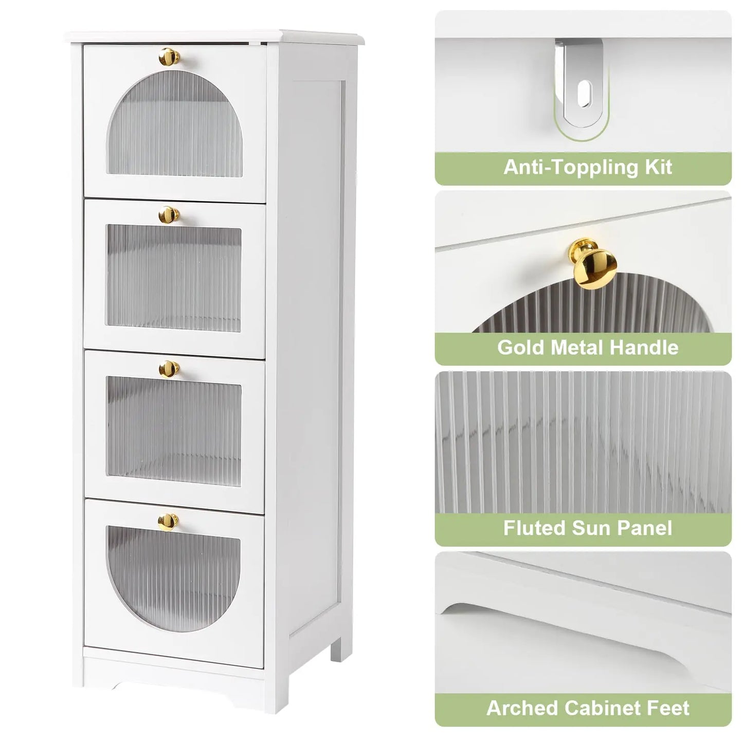 Studyset Freestanding Bathroom Cabinet With 4 Drawers