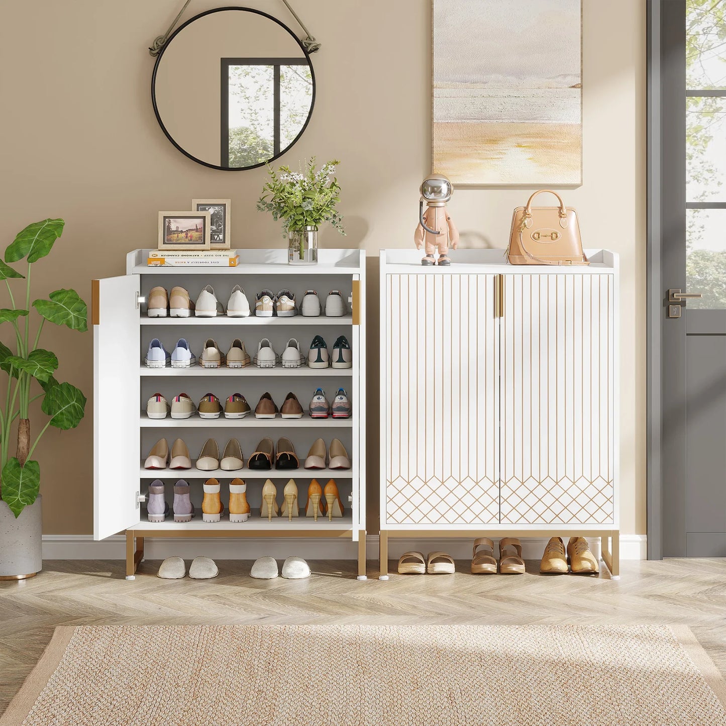 Tribesigns 5-Tier Shoe Cabinet With Doors