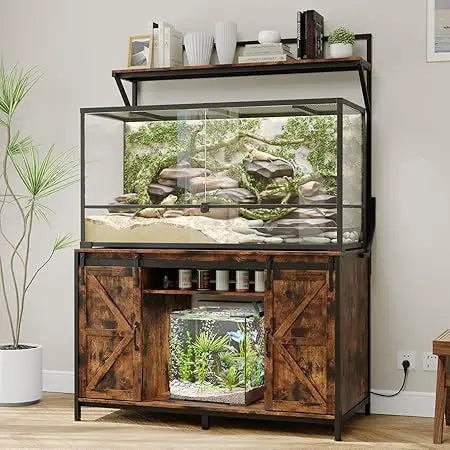 Farmhouse Reptile Tank Stand With Power Outlet Heavy Duty