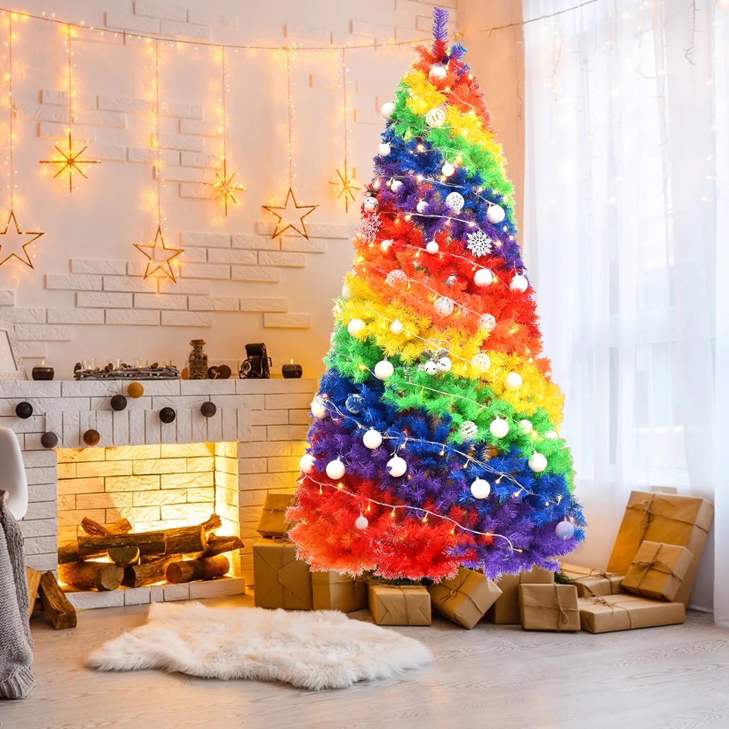 LIFEZEA Rainbow Artificial Christmas Tree For Home And Party Decor