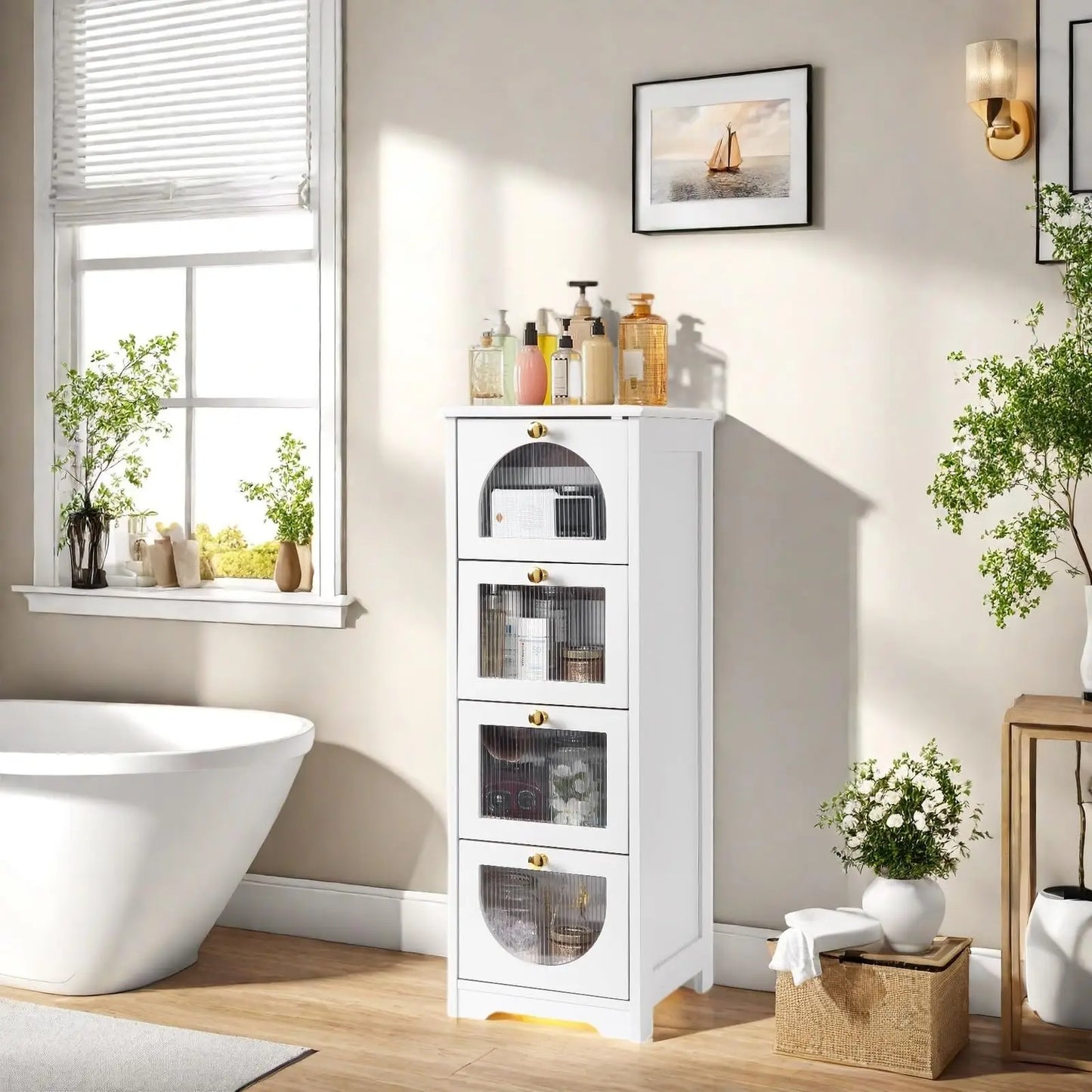 Studyset Freestanding Bathroom Cabinet With 4 Drawers