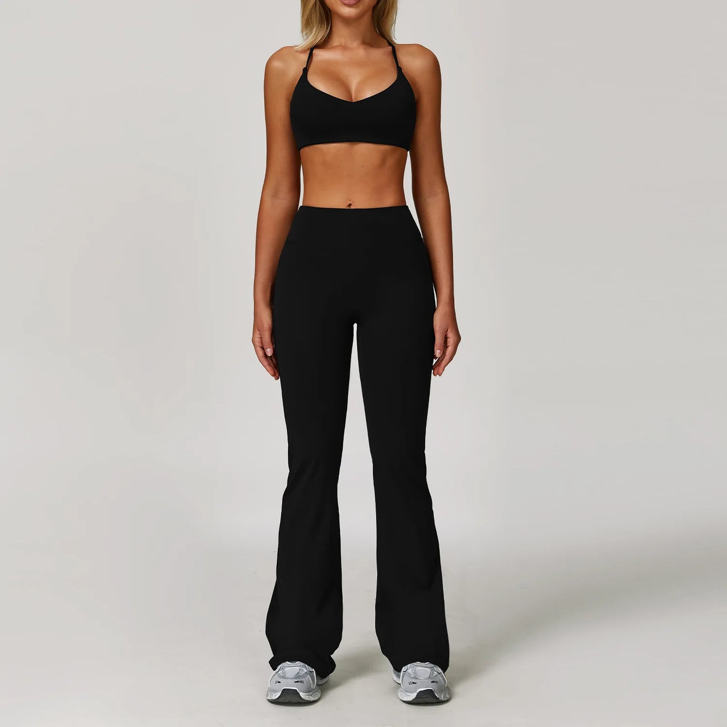 NONECN Womens Yoga Set 2 Piece Sportswear With High Waist Leggings