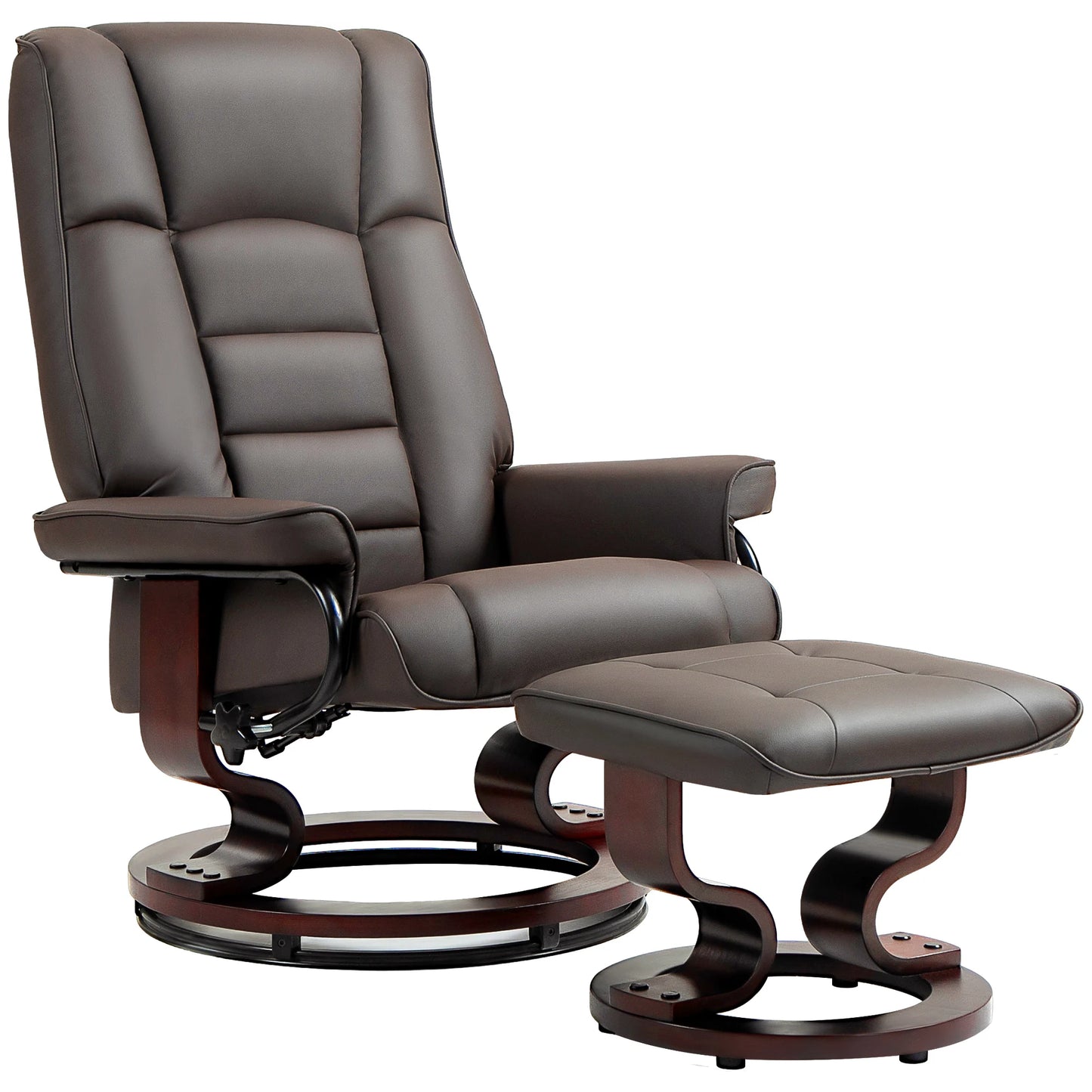 HOMCOM Swivel Recliner With Ottoman Faux Leather Rocker