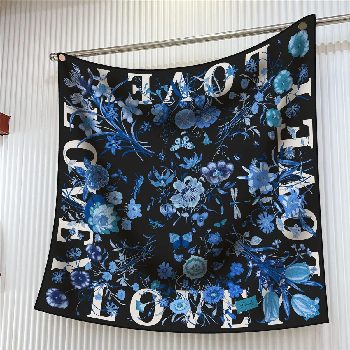 Floral Silk Twill Square Scarf Hijab Shawl For Women